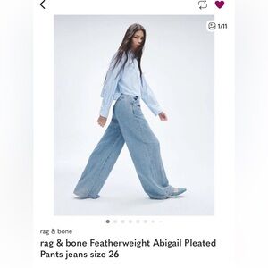 rag & bone Featherweight Abigail Pleated Pants jeans size 26